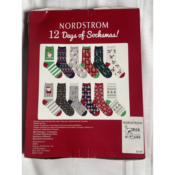 Nordstrom Advent 12 Days Of Socksmas Kids Crew Sock 12 Pack New - Picture 2 of 6